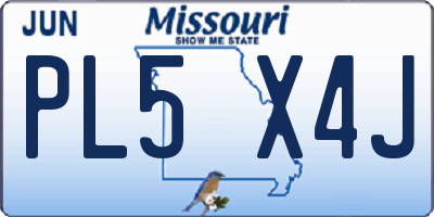 MO license plate PL5X4J