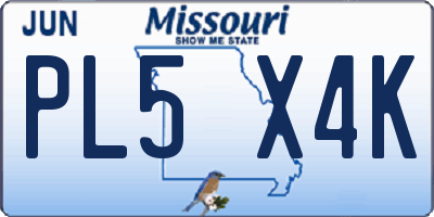 MO license plate PL5X4K