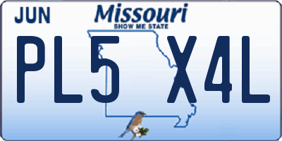 MO license plate PL5X4L