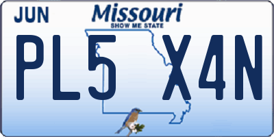 MO license plate PL5X4N