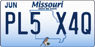 MO license plate PL5X4Q