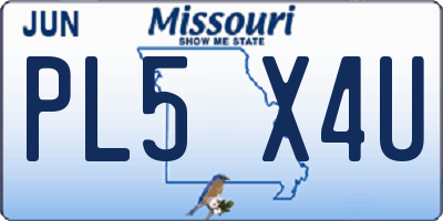 MO license plate PL5X4U