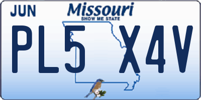MO license plate PL5X4V