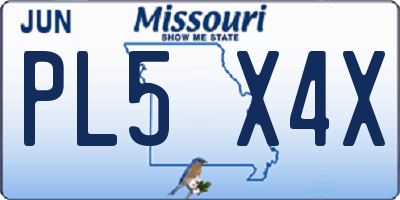 MO license plate PL5X4X