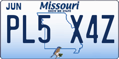 MO license plate PL5X4Z