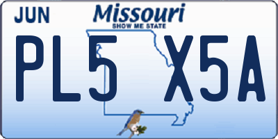 MO license plate PL5X5A