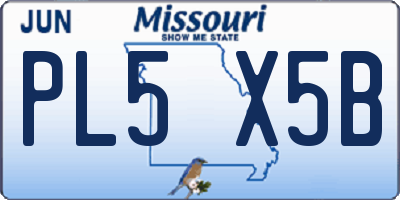 MO license plate PL5X5B