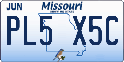 MO license plate PL5X5C