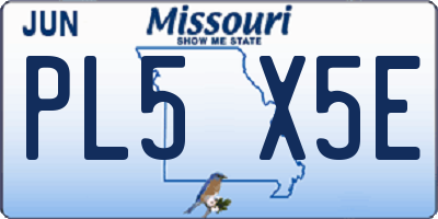 MO license plate PL5X5E