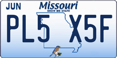 MO license plate PL5X5F