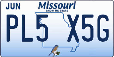 MO license plate PL5X5G