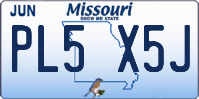 MO license plate PL5X5J