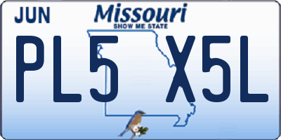 MO license plate PL5X5L