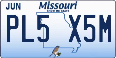 MO license plate PL5X5M