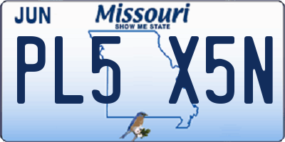 MO license plate PL5X5N