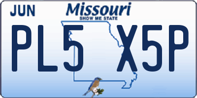 MO license plate PL5X5P