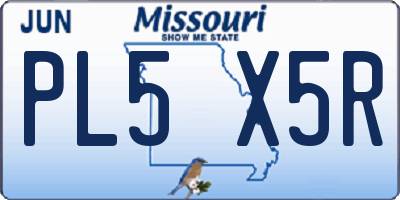 MO license plate PL5X5R
