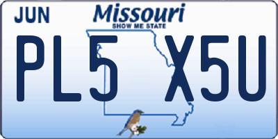 MO license plate PL5X5U