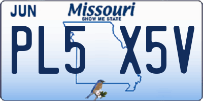 MO license plate PL5X5V