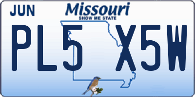 MO license plate PL5X5W