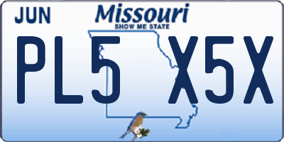 MO license plate PL5X5X