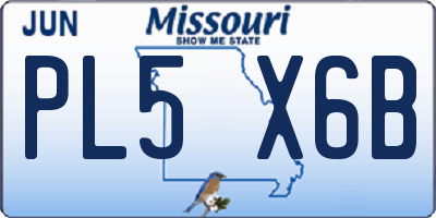 MO license plate PL5X6B