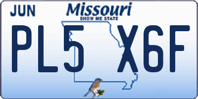 MO license plate PL5X6F
