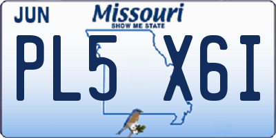 MO license plate PL5X6I