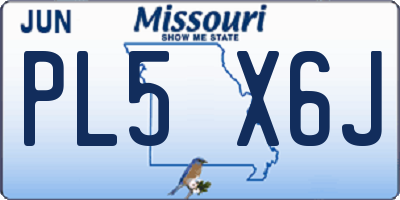 MO license plate PL5X6J