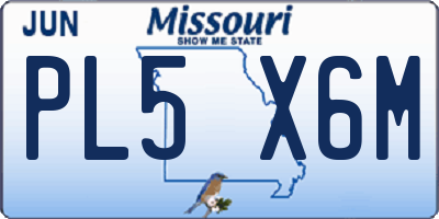 MO license plate PL5X6M