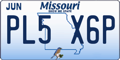 MO license plate PL5X6P