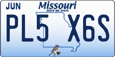 MO license plate PL5X6S