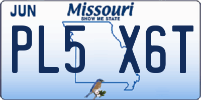 MO license plate PL5X6T