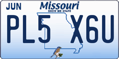 MO license plate PL5X6U