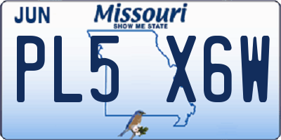 MO license plate PL5X6W