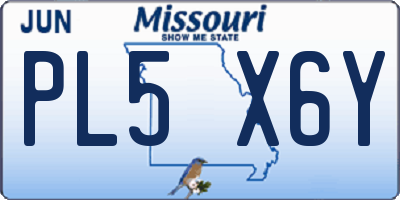MO license plate PL5X6Y