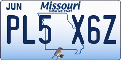 MO license plate PL5X6Z