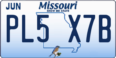 MO license plate PL5X7B