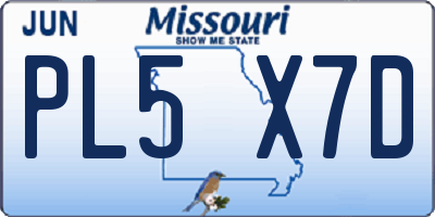 MO license plate PL5X7D