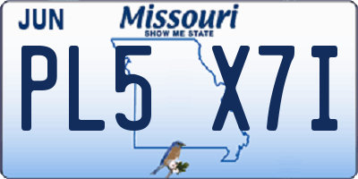MO license plate PL5X7I