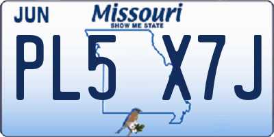 MO license plate PL5X7J