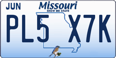 MO license plate PL5X7K