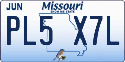 MO license plate PL5X7L