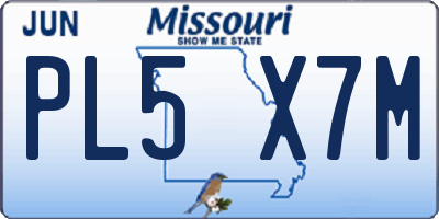 MO license plate PL5X7M