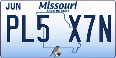 MO license plate PL5X7N
