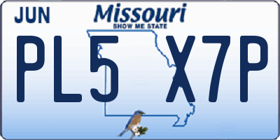 MO license plate PL5X7P
