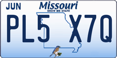 MO license plate PL5X7Q