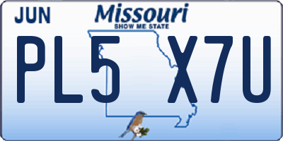 MO license plate PL5X7U