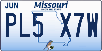 MO license plate PL5X7W