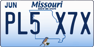 MO license plate PL5X7X